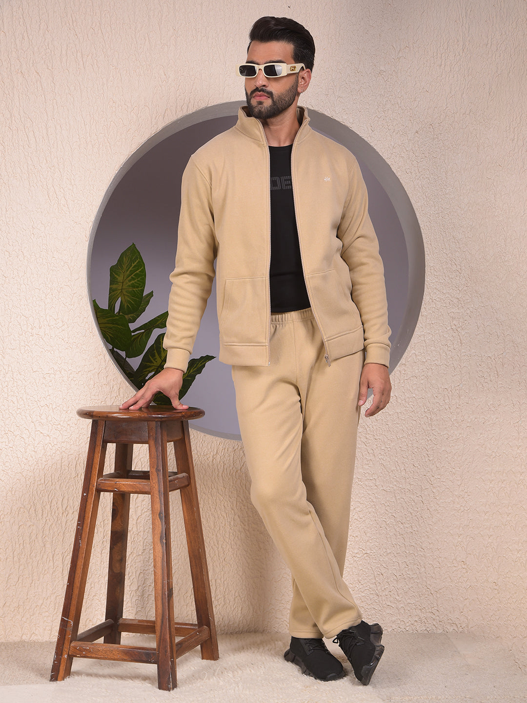 Beige Knitted Trackpants