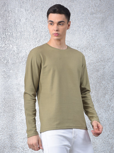Olive Textured Knit Sweatshirt
