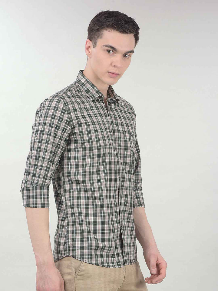 Green Checked 100% Cotton Shirt
