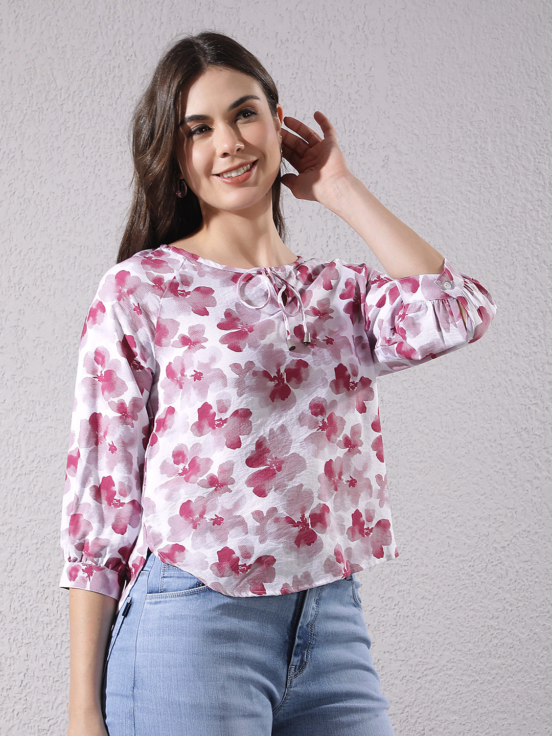 Red Floral Print Top