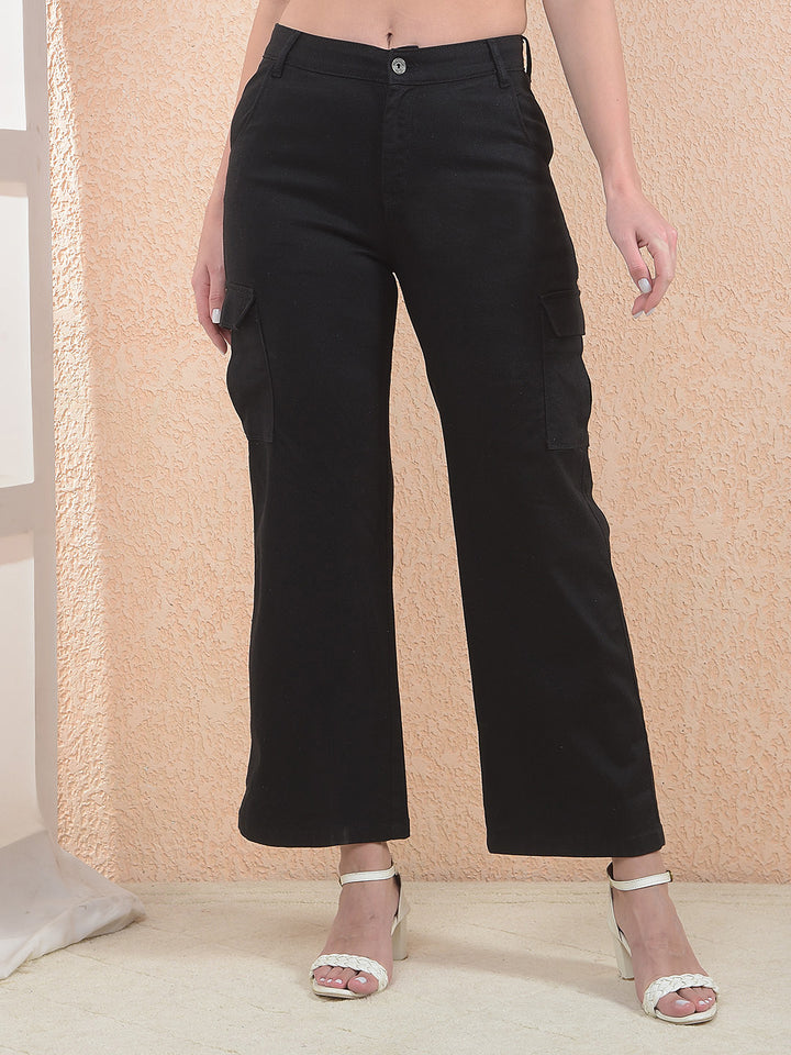 Wide Leg Cargo Black Jeans