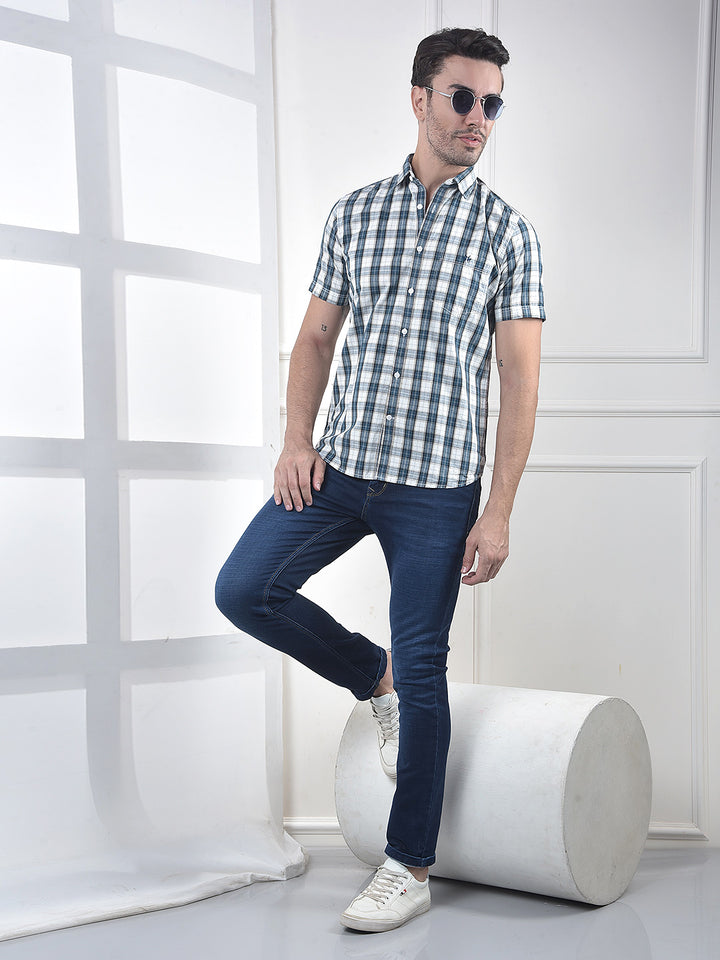 Blue Checked 100% Cotton Shirt