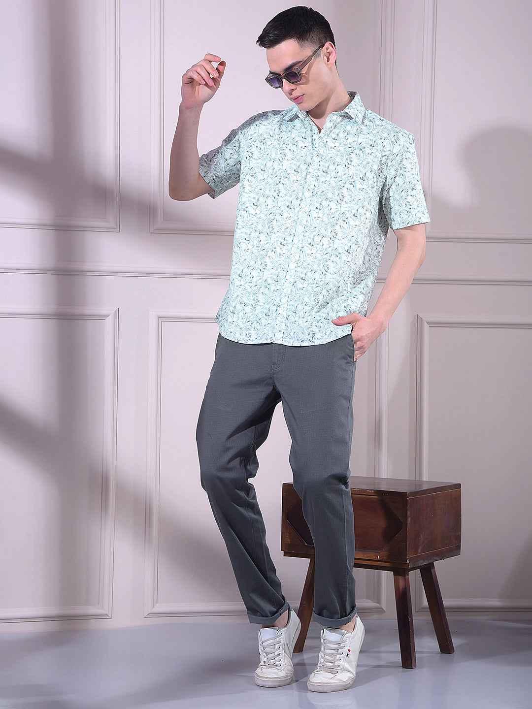 Green Floral Print Shirt