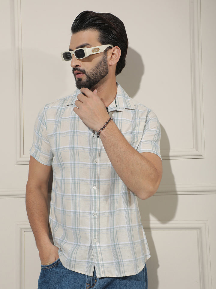 Green Checked Linen Shirt