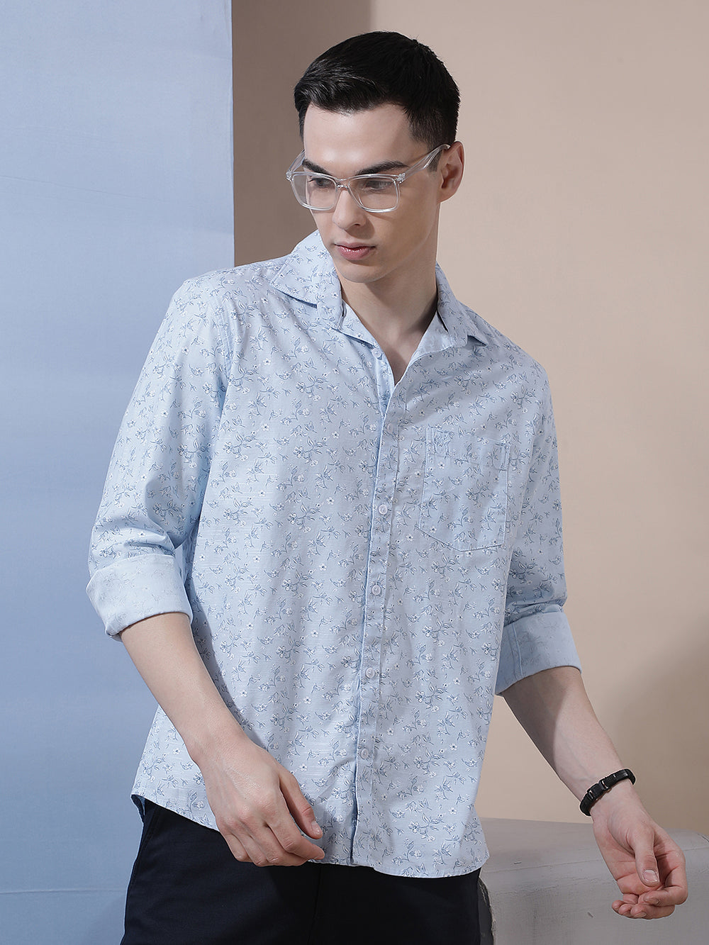 Blue Floral Print Shirt