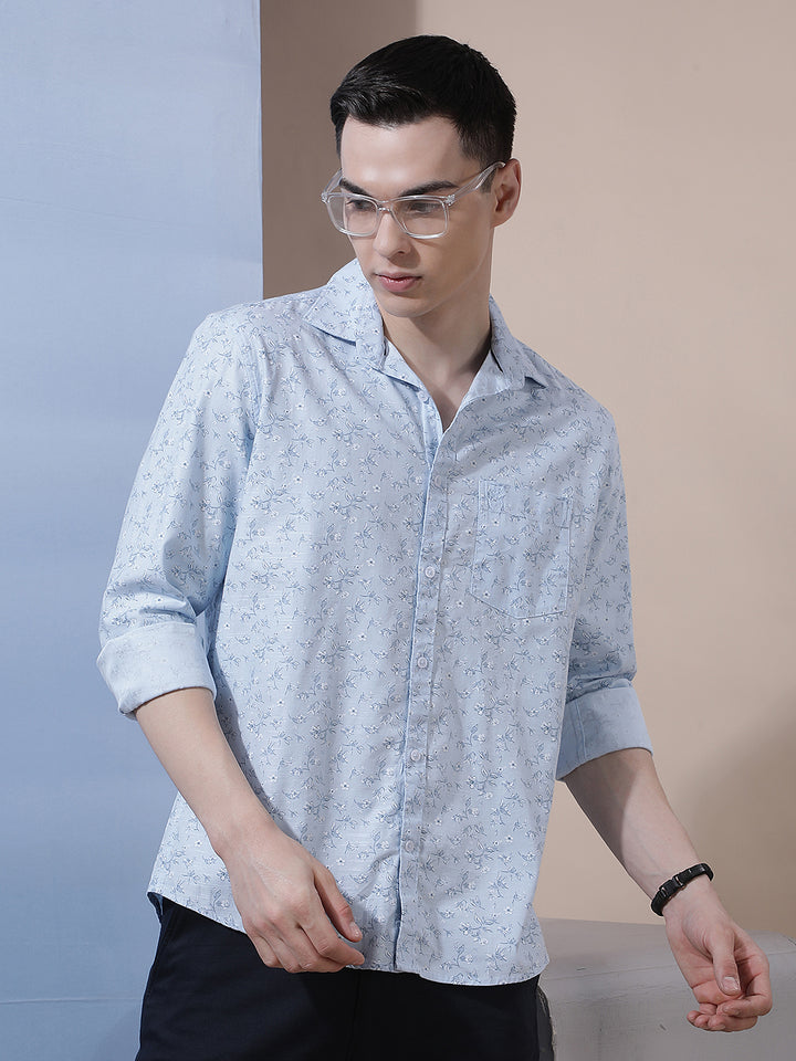 Blue Floral Print Shirt