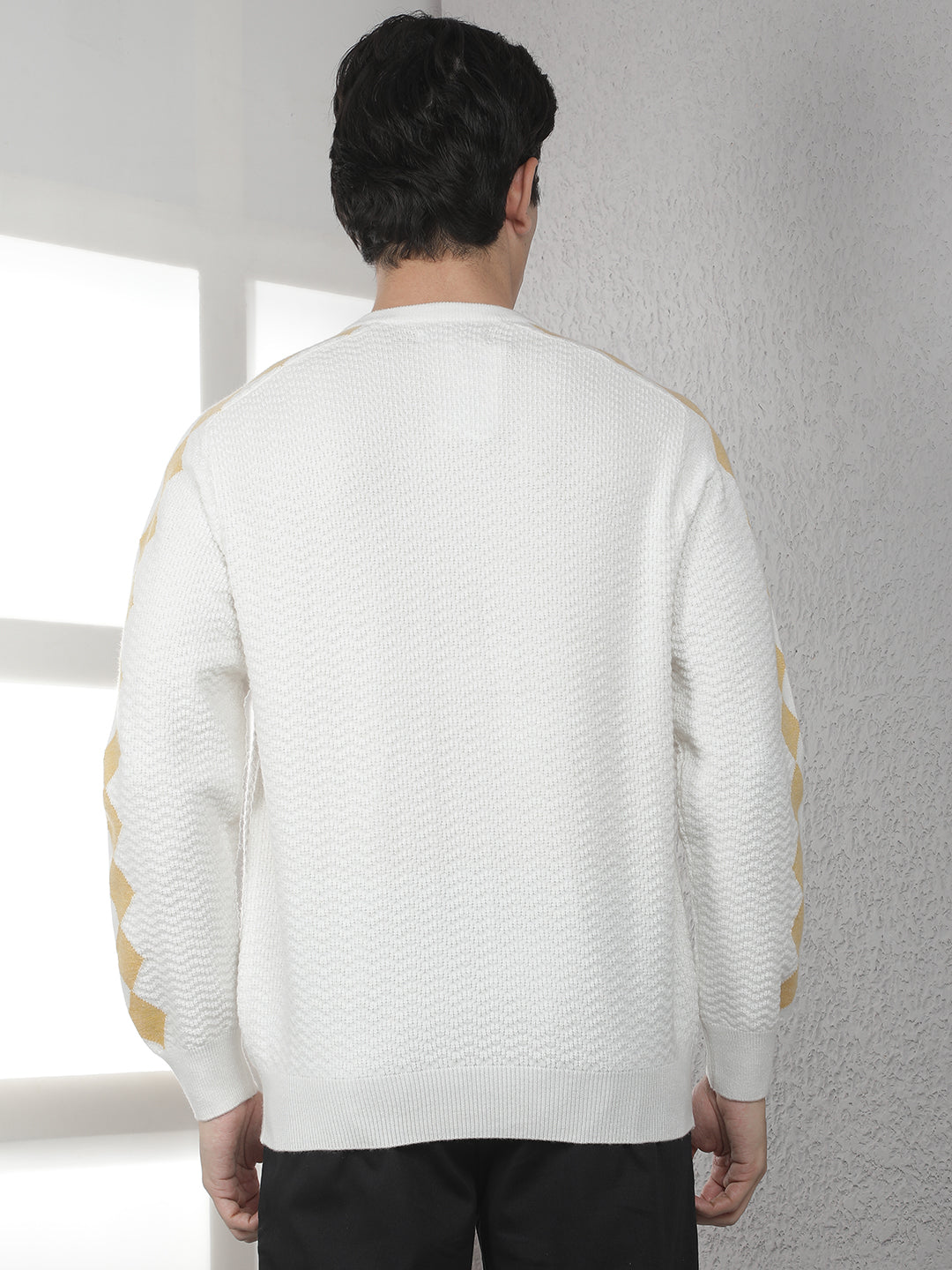Cream Jacquard Acrylic Sweater