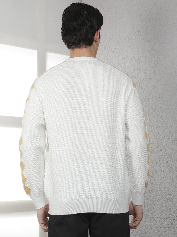 Cream Jacquard Acrylic Sweater