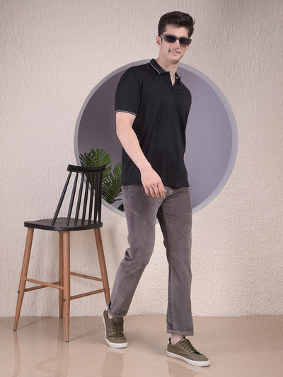Black Polo-Neck T-Shirt