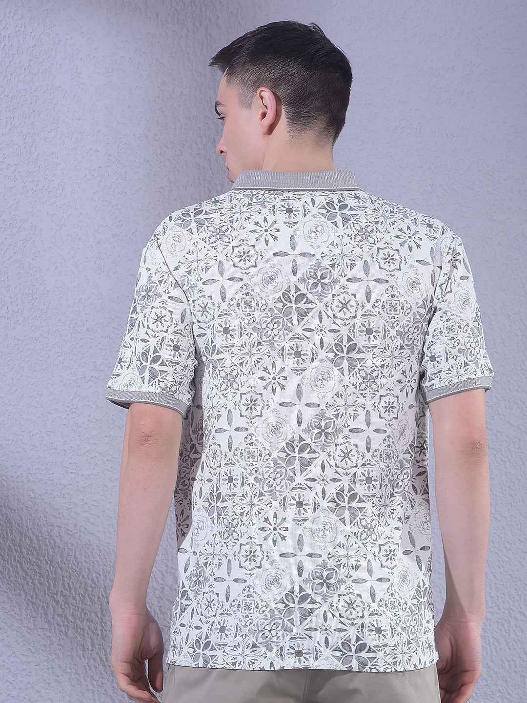 Grey Printed 100% Cotton T-Shirt