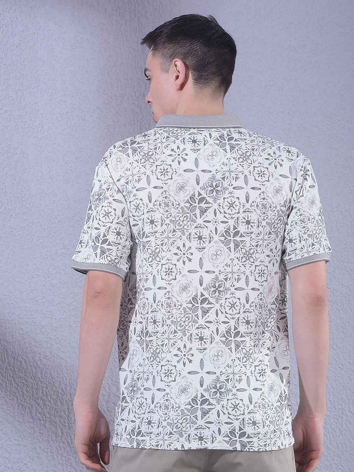 Grey Printed 100% Cotton T-Shirt
