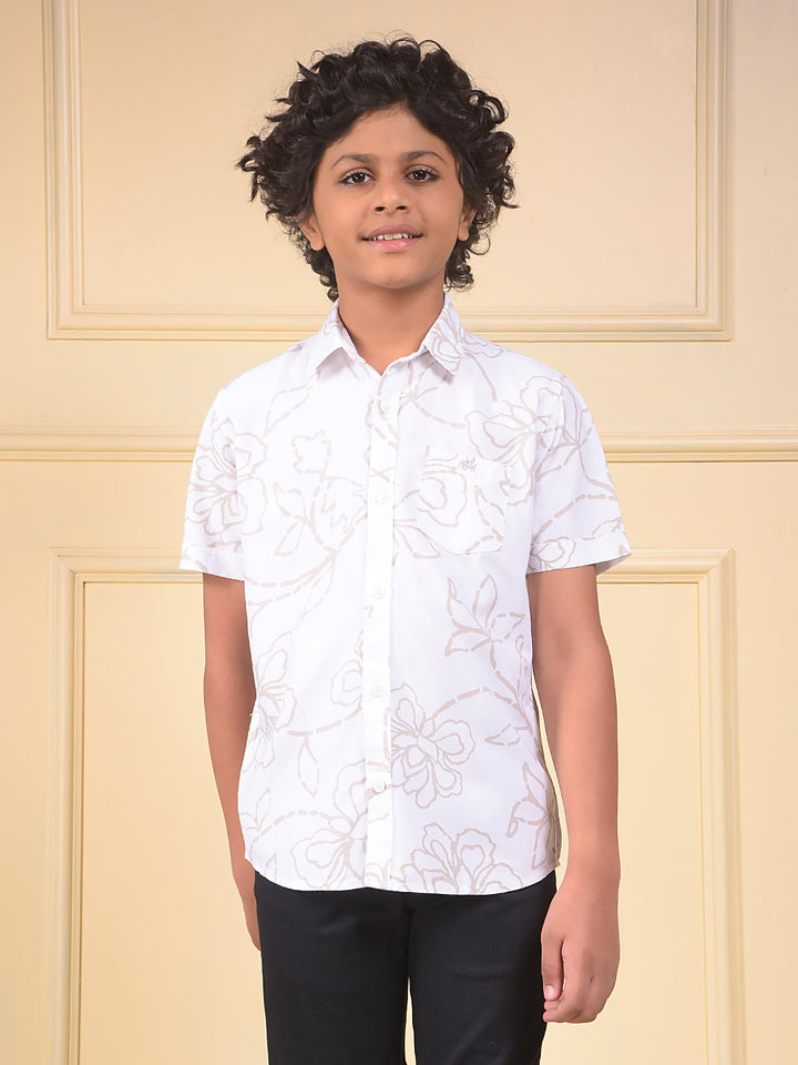 White Floral Print Shirt