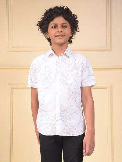White Floral Print Shirt