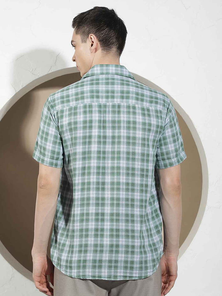 Green Checked 100% Cotton Shirt