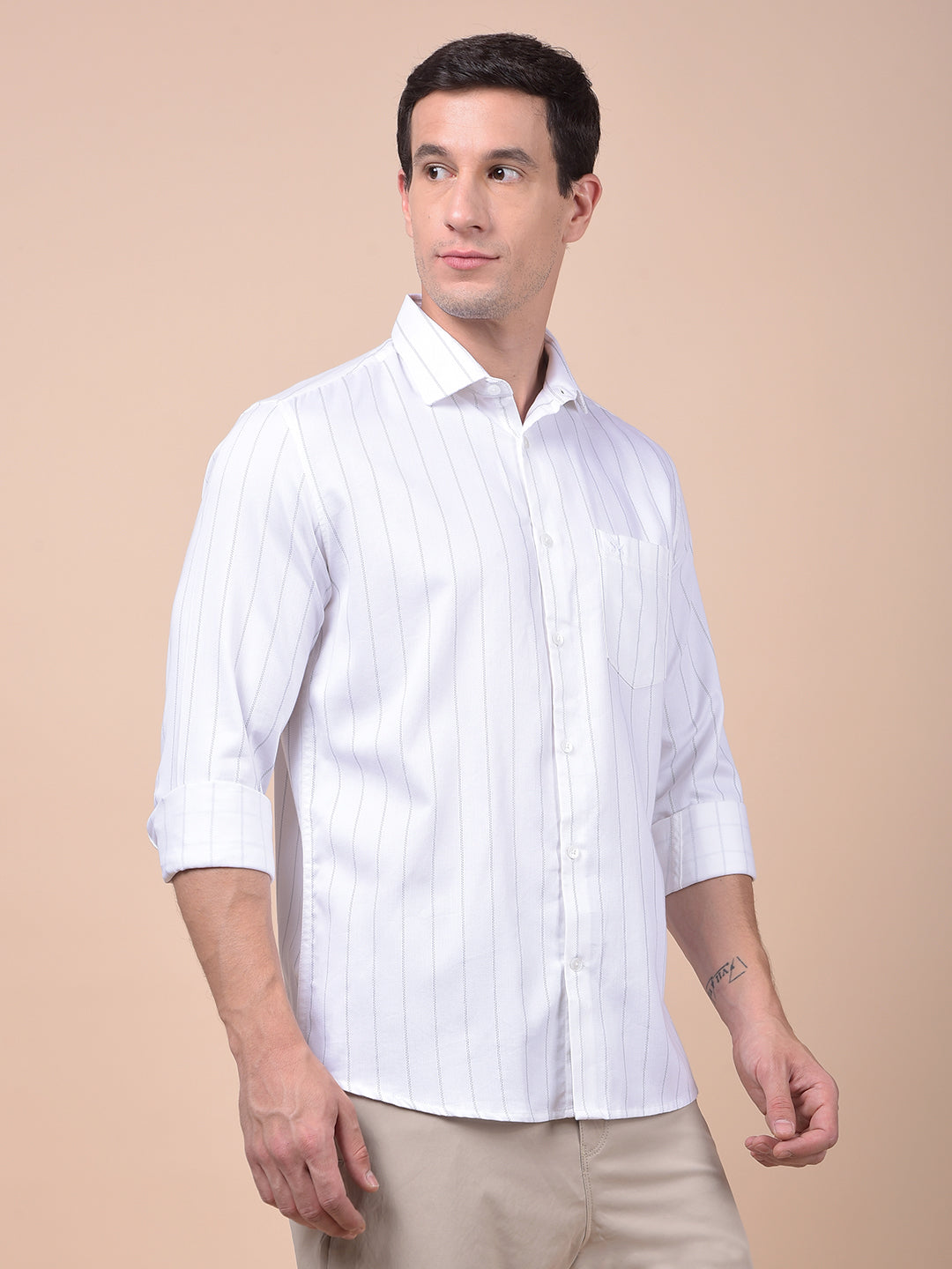 White Vertical Stripes Shirt
