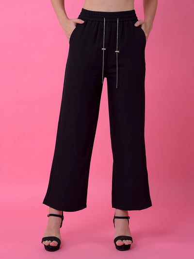 Black Wide-Leg Parallel Trousers