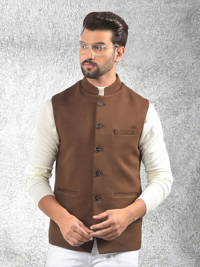 Brown Jacquard Waist Coat