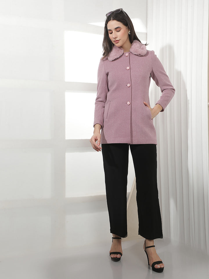 Purple Mid-Thigh Length Coat