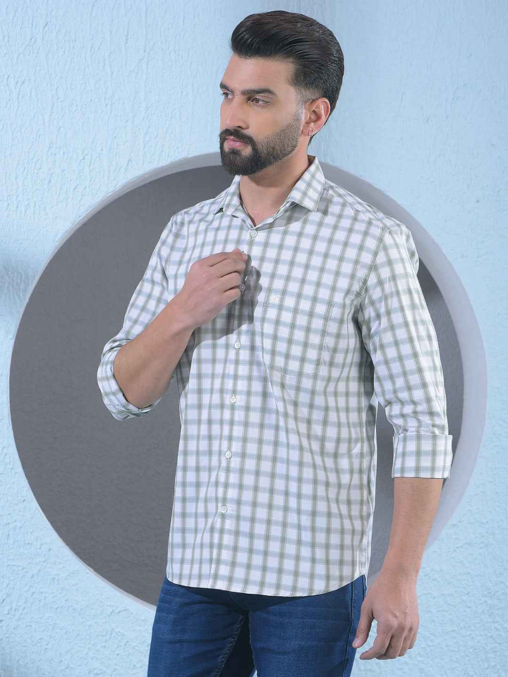 rendy Olive Green Cotton Blend Shirt
