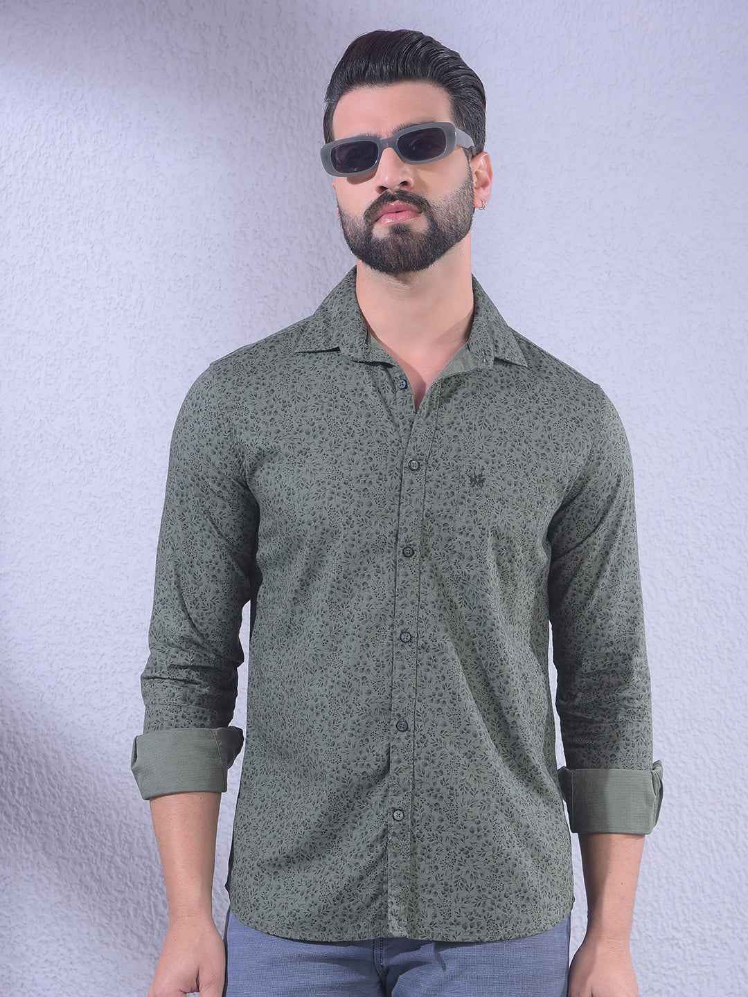 Green Floral Print Shirt