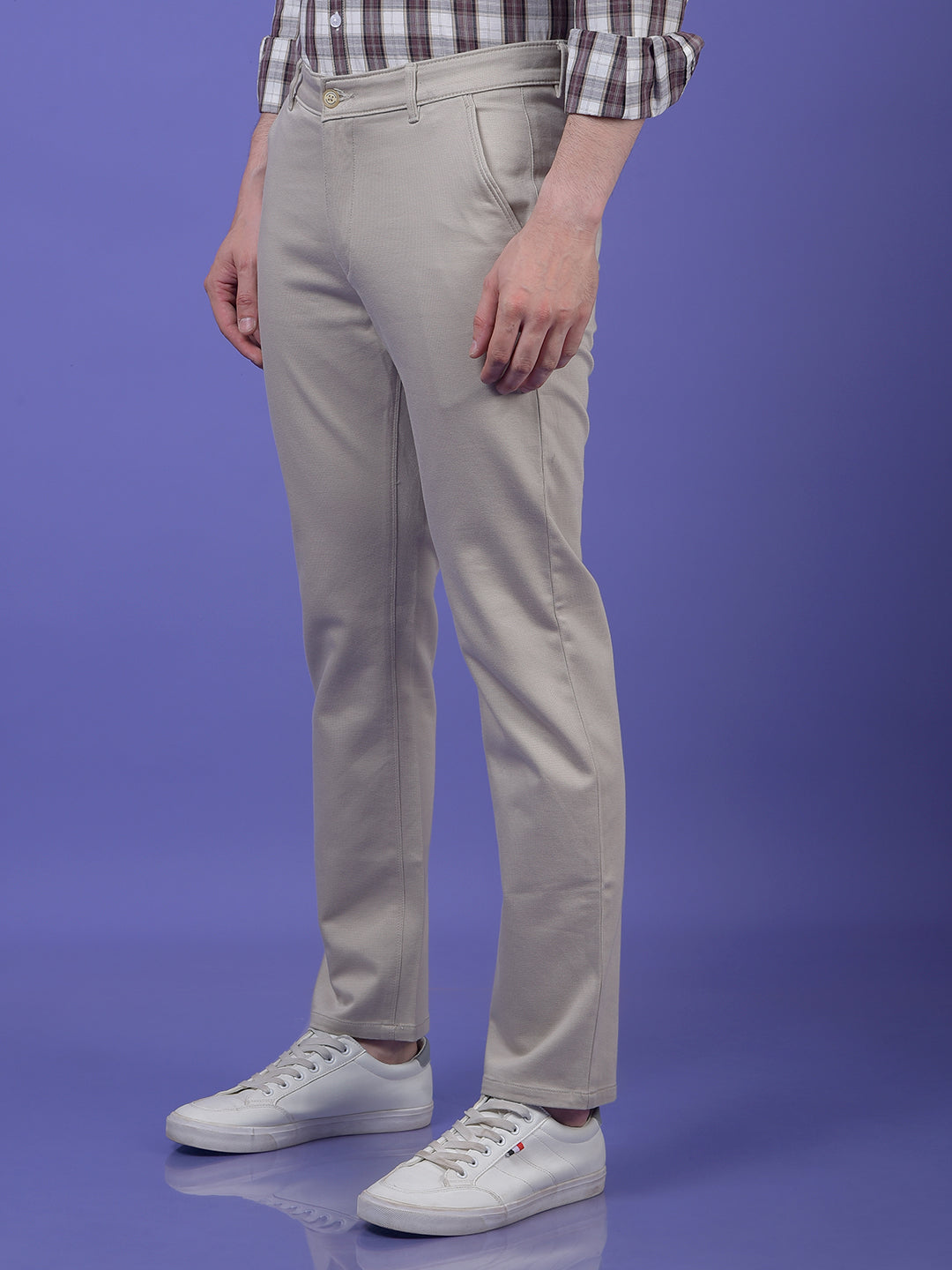 Beige Printed Trousers