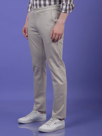 Beige Printed Trousers