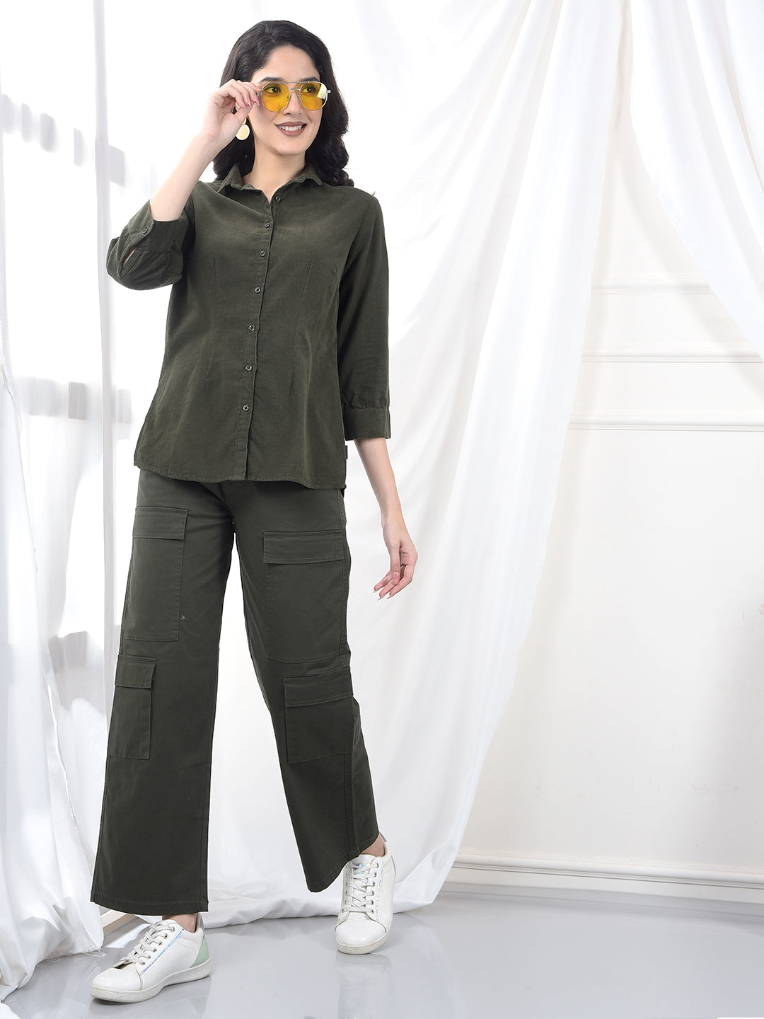 Green Cargo Baggy Trousers