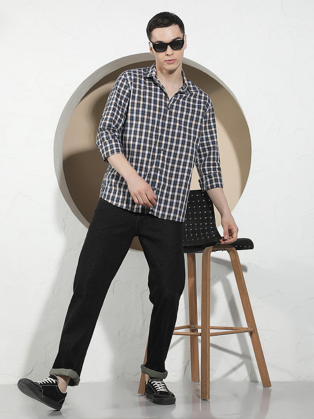 Blue Checked 100% Cotton Shirt