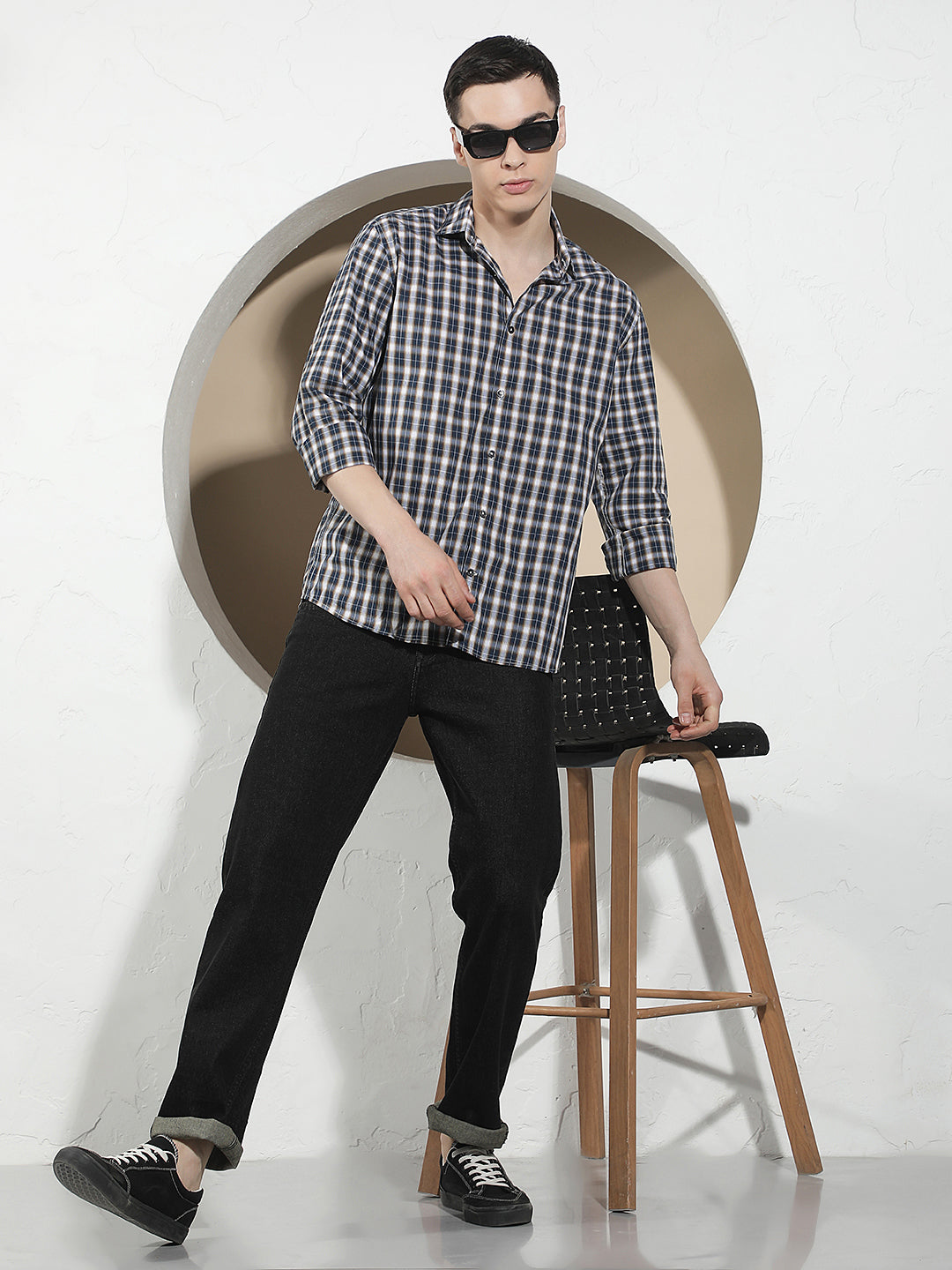 Blue Checked 100% Cotton Shirt