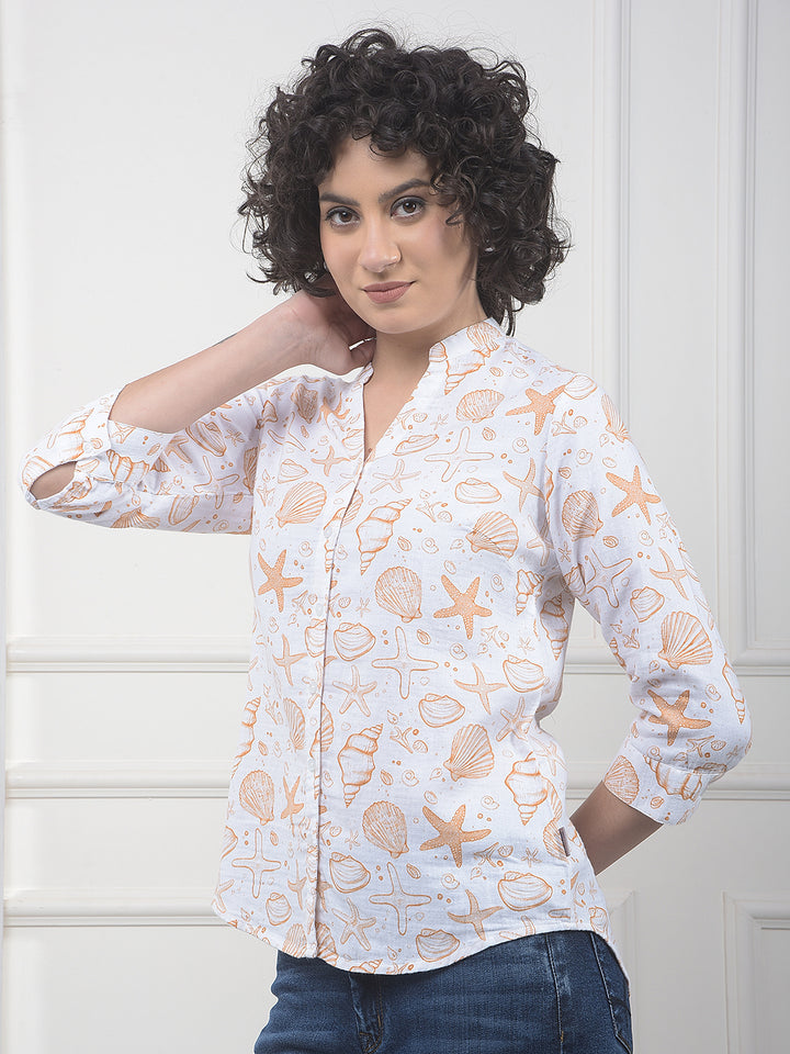 Peach Printed 100% Cotton Shirt
