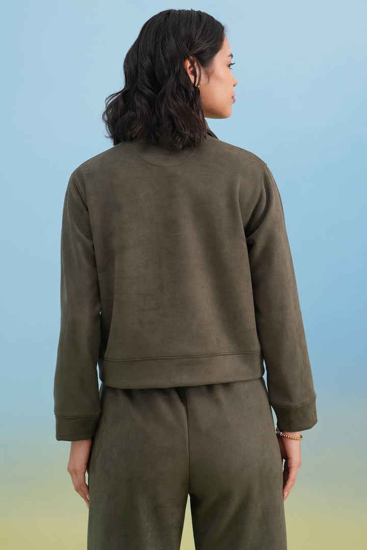 Olive Soft-Touch Buttoned Shacket
