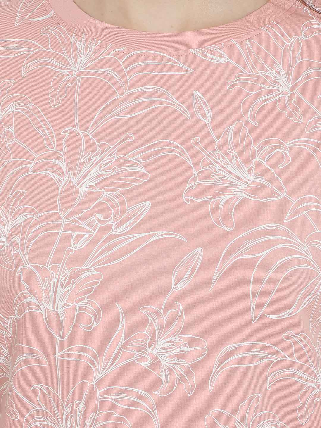 Peach Floral Printed T-Shirt