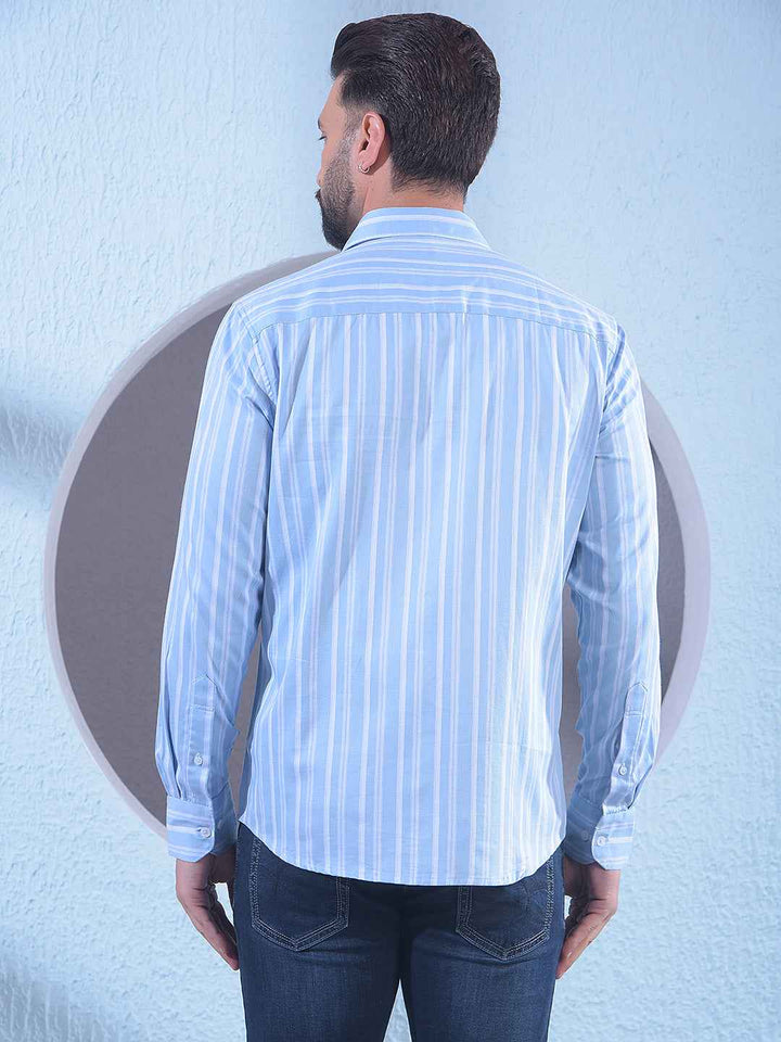 Blue Vertical Stripes Shirt