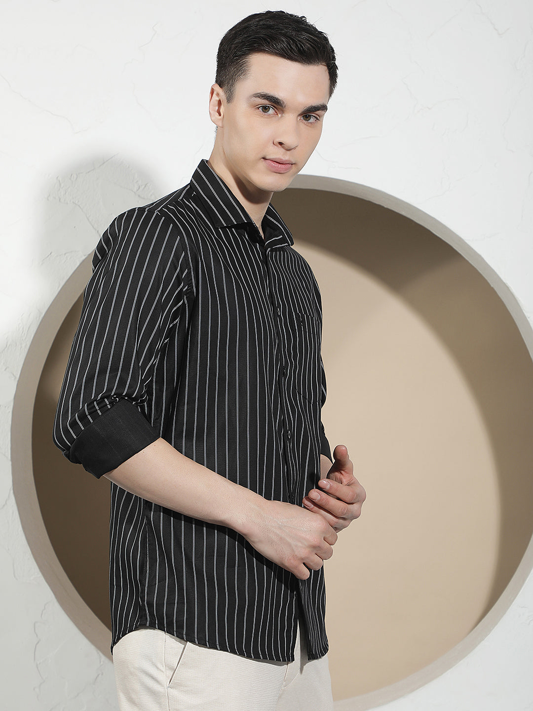 Black Vertical Striped Shirt