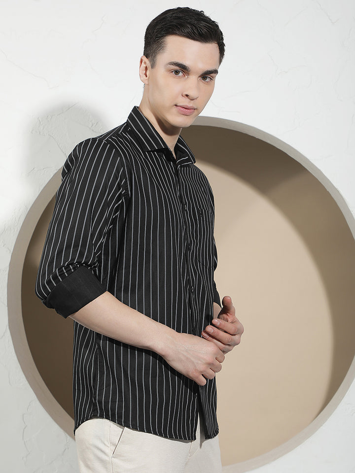 Black Vertical Striped Shirt