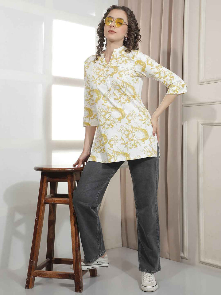 Yellow Floral Printed Kurta