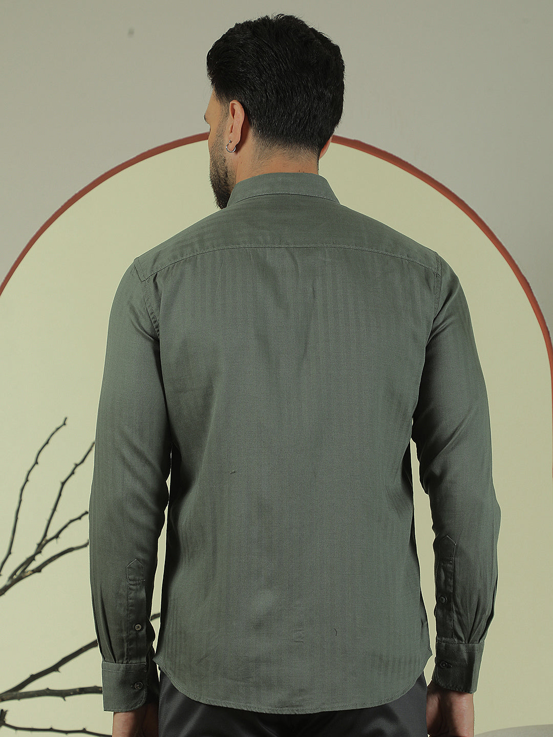 Green Vertical Stripes Shirt