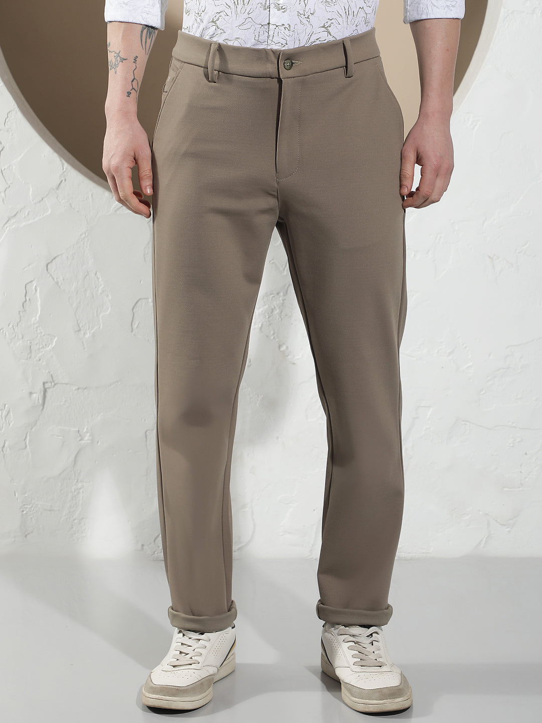 Sleek Safari Khaki Knitted Trousers