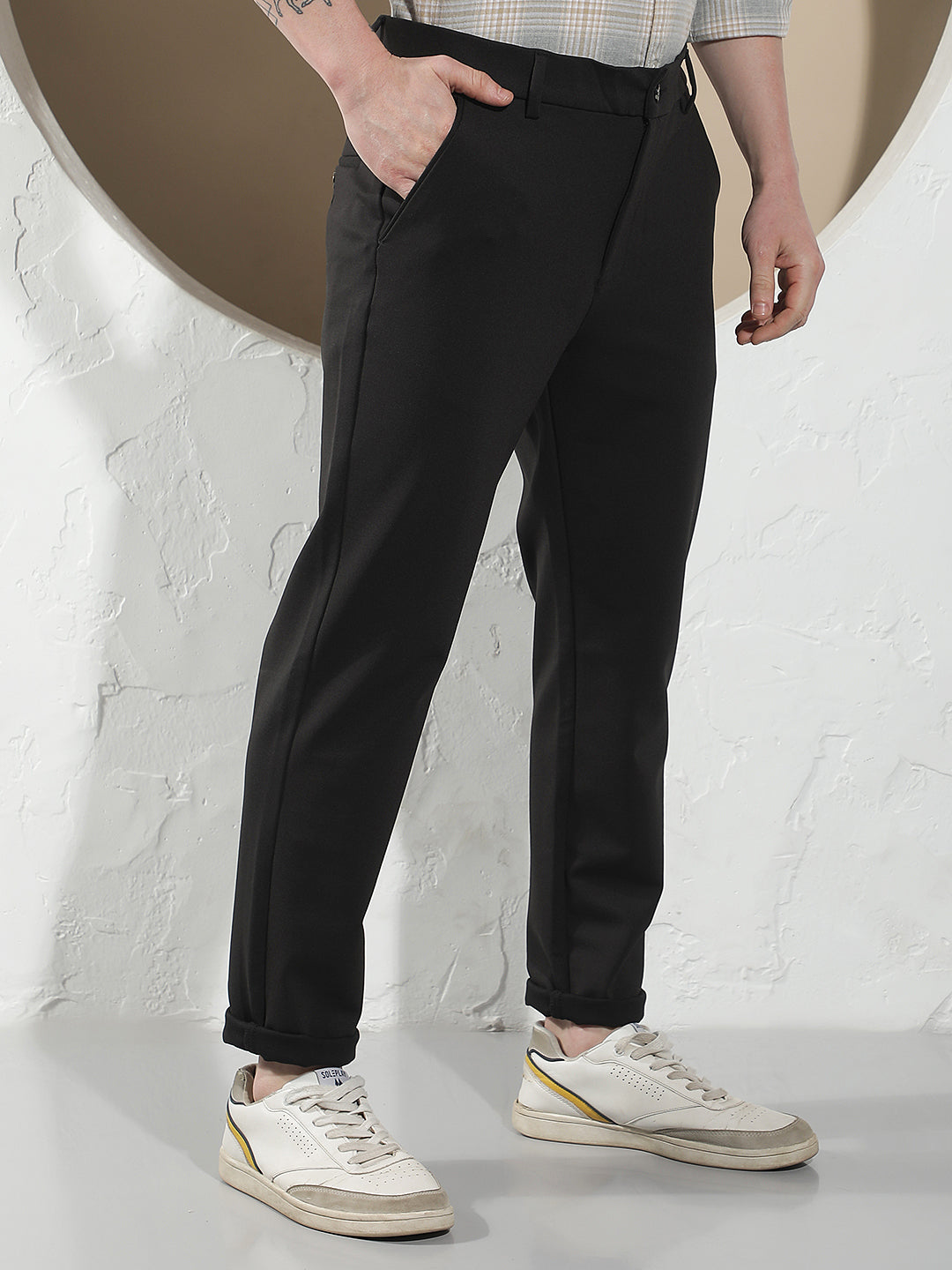 Classic Shadow Black Knitted Trousers
