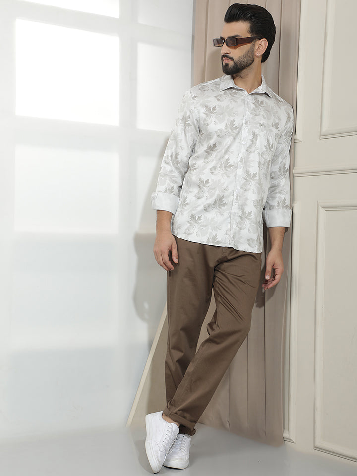 Brown Floral Printed Shirt