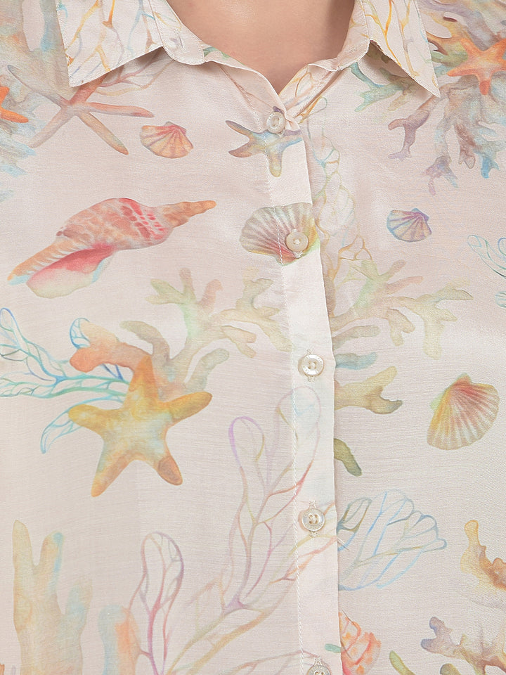 Peach Abstract Print Shirt