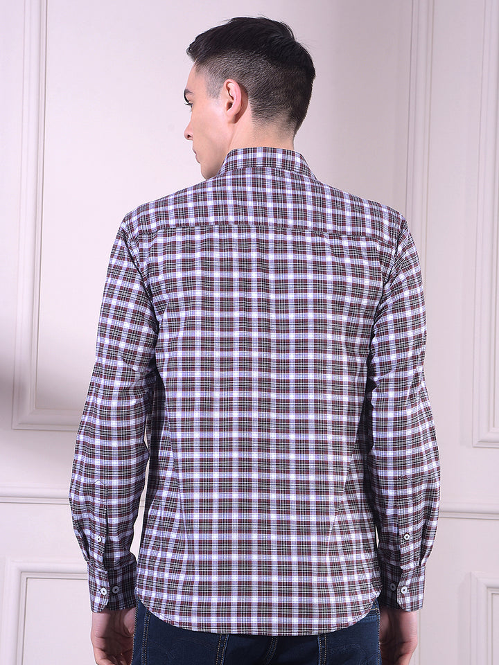 Brown Checked 100% Cotton Shirt