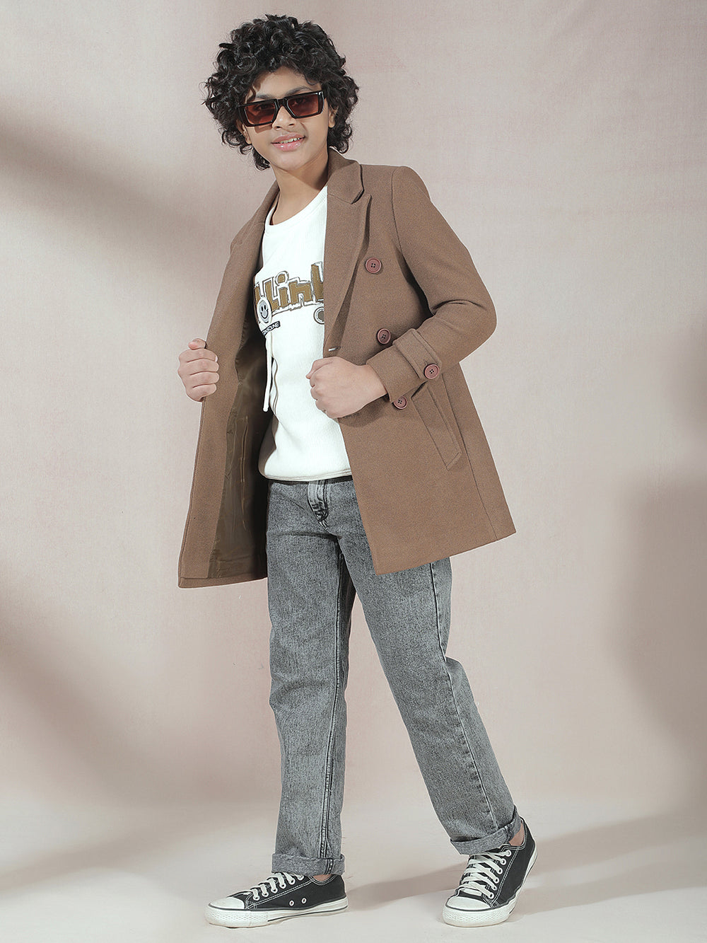 Cozy Camel Double-Breasted Coat