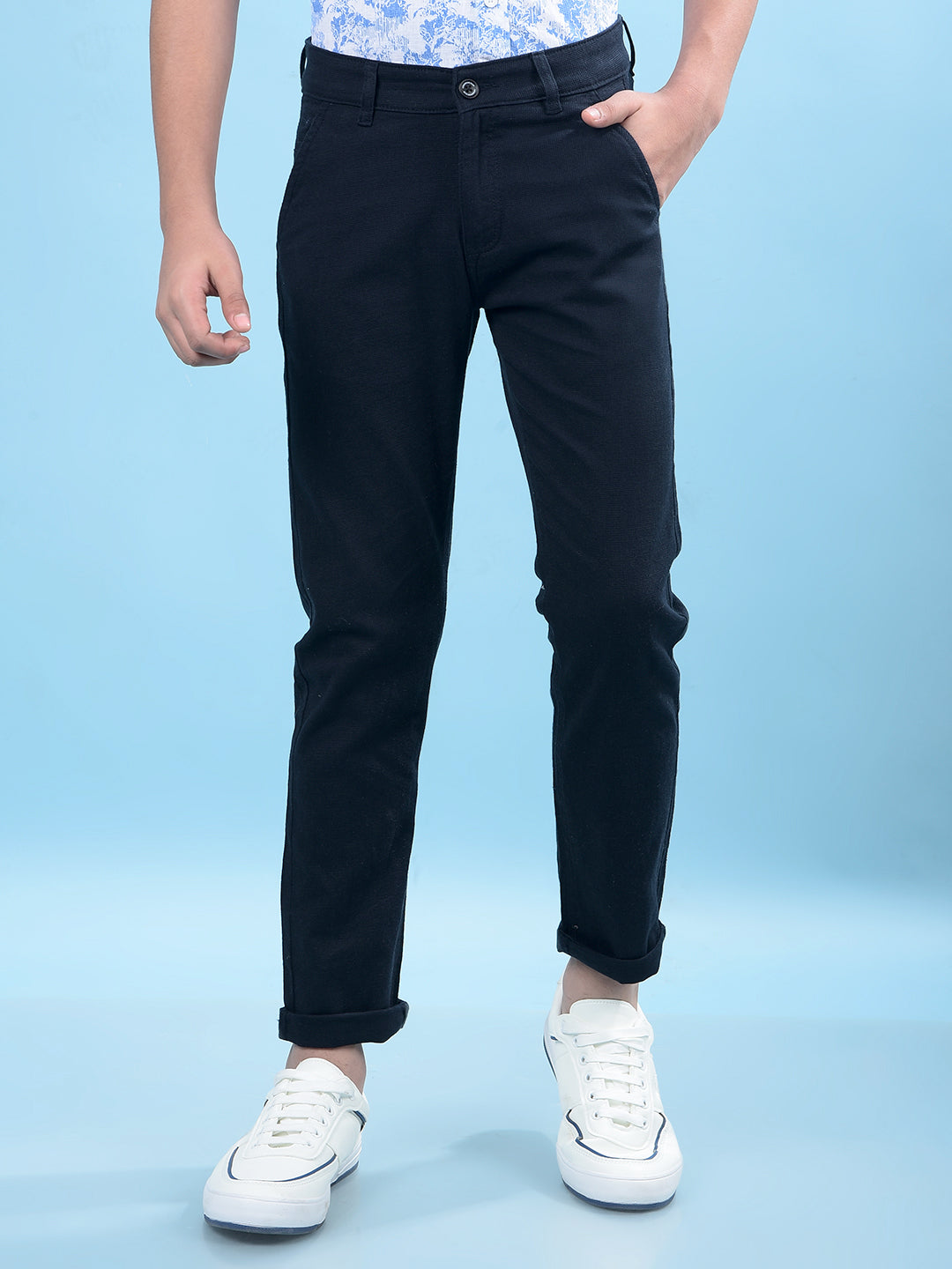 Navy Blue Printed Trousers