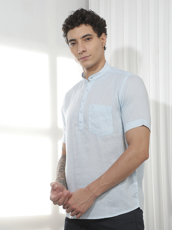 Sky Blue Linen Kurta