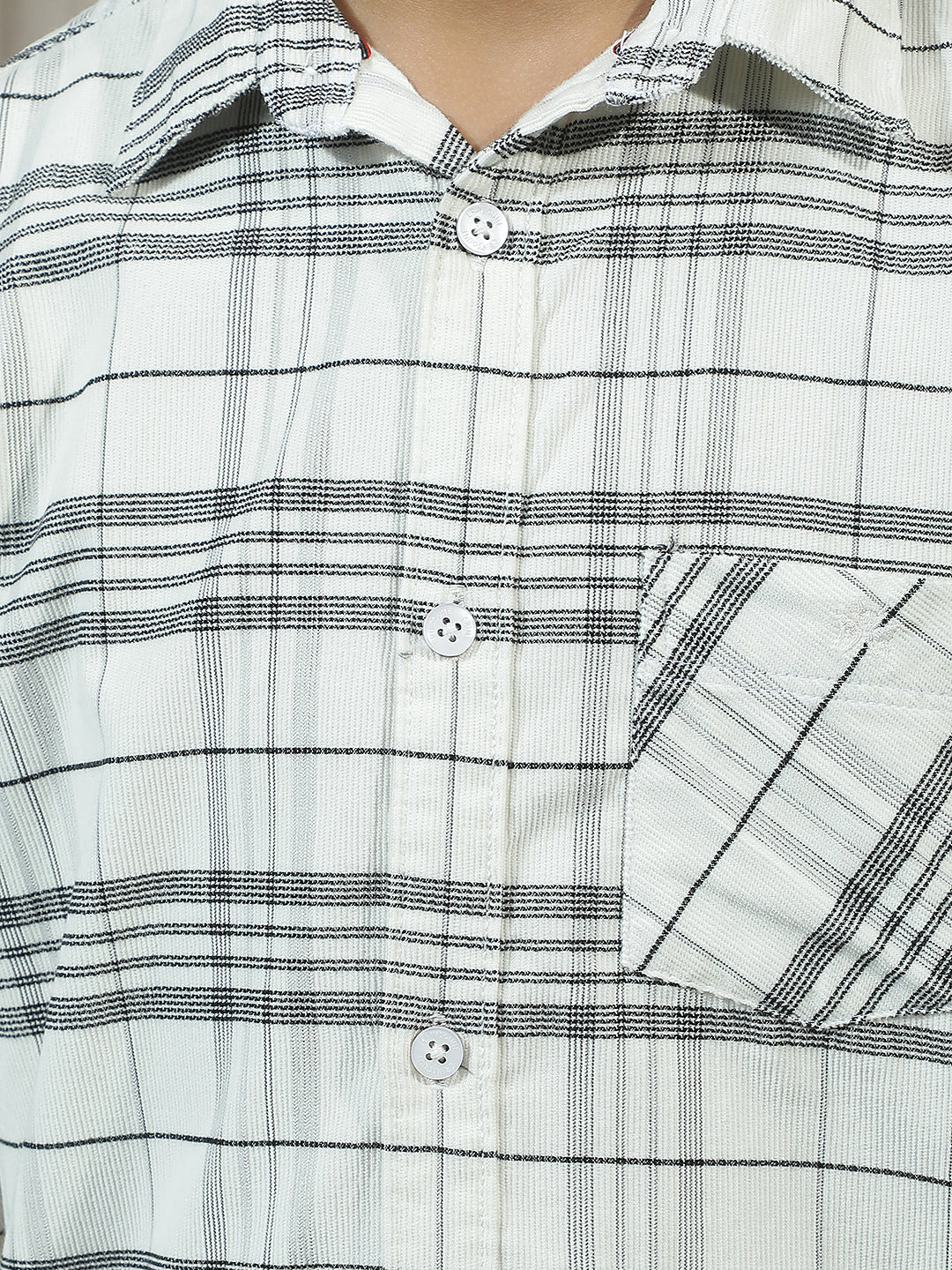 White Checked Corduroy Shirt