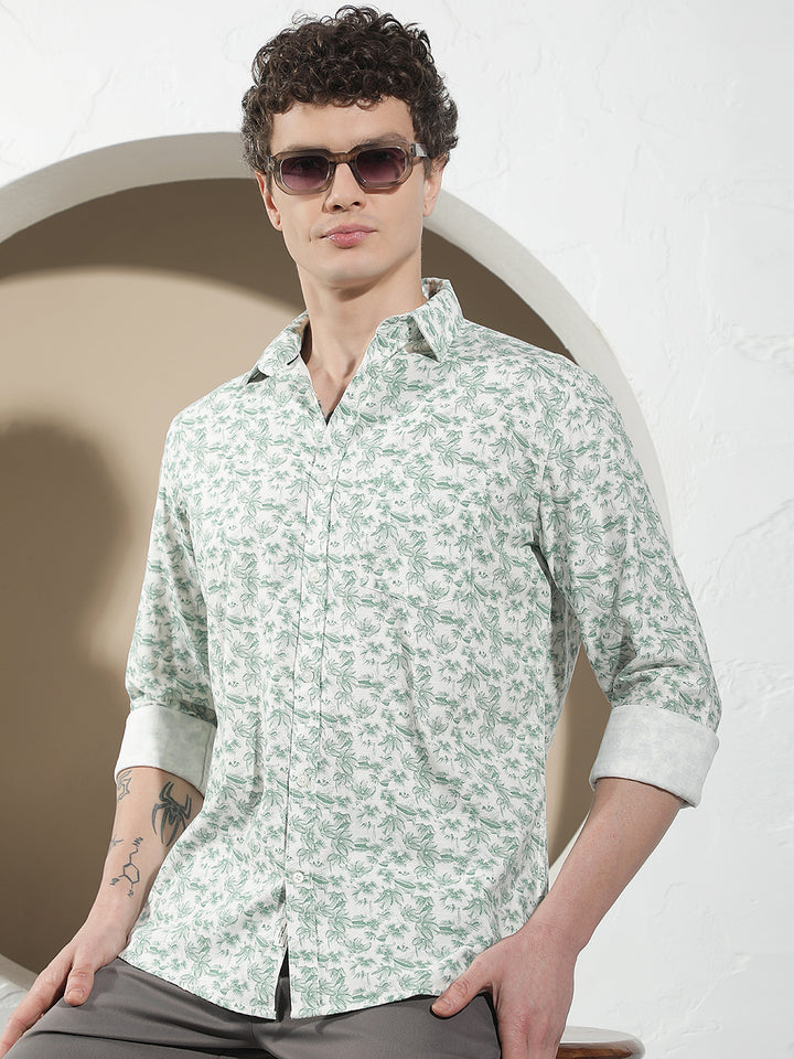 Green Floral Print Shirt