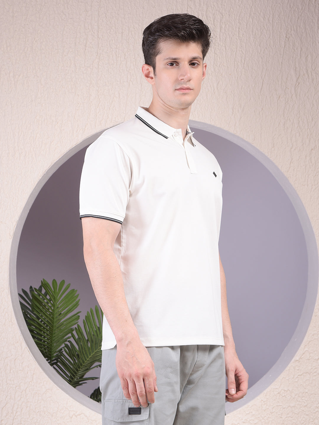 White Polo-Neck T-Shirt