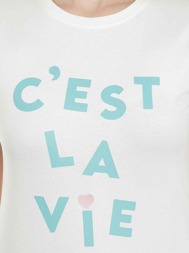 Off White Typographic Printed T-Shirt