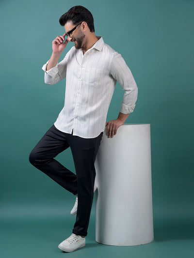 White Vertical Stripes Shirt